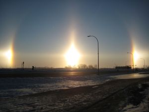 A parhelion, or sundogs, over Fargo, North Dakota